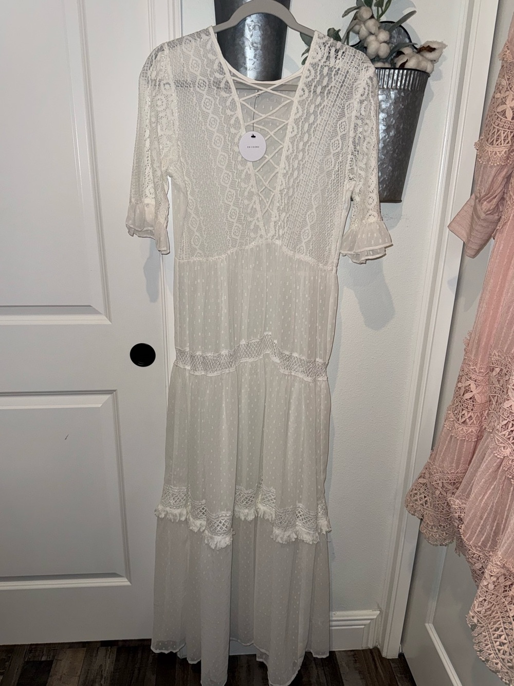 En Creme Ivory Lace Maxi Dress